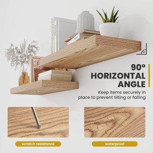 Kệ treo tường Acovy 30 <span class=keywords><strong>inch</strong></span>, sâu 9.3 <span class=keywords><strong>inch</strong></span>, phong cách đồng quê, bộ 2 kệ màu nâu nhạt, dùng cho phòng ngủ & phòng khách - Product Image 6