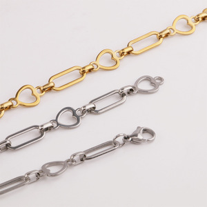 Simple filet rouge nouveau vent <span class=keywords><strong>froid</strong></span> en acier inoxydable amour ovale chaîne faite à la main matériel suspendu collier titane - Product Image 4