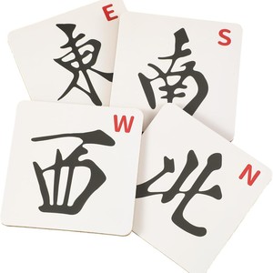 Divertidos Posavasos de Madera con Diseño de Mahjong, Juego de 4 Posavasos con Caracteres Chinos (Oriente, Sur, Oeste, Norte) para Amantes del Juego de Mahjong, Regalo Decorativo - Product Image 1