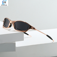Lunettes de soleil polarisées unisexe avec monture or rose, protection UV400, style technologique futuriste X-Metal, pour le marché transfrontalier Europe-Amérique