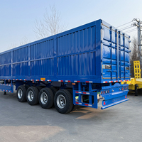 Semi-remorque à plateau en acier à suspension mécanique robuste à 4 essieux, capacité de 60 tonnes pour marchandises volumineuses, plateau de chargement de 2 m de hauteur