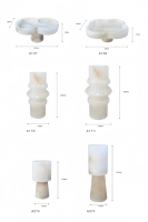 STONEKOCC Plateau-bol décoratif en marbre naturel translucide blanc alabastre espagnol personnalisé avec vase pour la maison, les hôtels et les villas