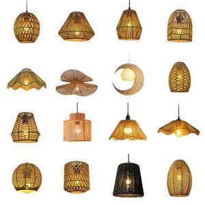 Lampadario Moderno in Rattan con Coprilampada per Hotel, Ristoranti, Caffè, Ville e Cottage - Product Image 4