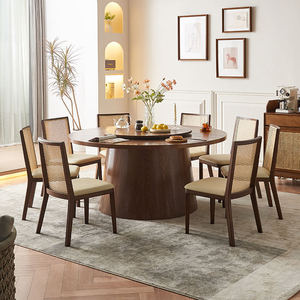 Wholesale Coastal Farmhouse Scandinavian-Style Dark Solid Wood Rattan <b>Dining</b> <b>Chairs</b> suitable for Kitchen/Restaurant - Product Image 2