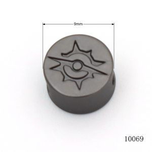 Perline Metalliche Piatte Rotonde Incise Personalizzate 9mm - Componenti per Gioielli in Lega di Zinco Antiruggine per Decorazione Borse - Product Image 2