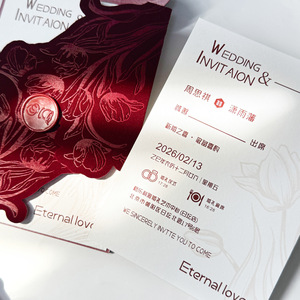 การ์ดเชิญงานแต่งงานปี 2026 แบบใหม่ หรูหรา ลายดอกไม้สีม่วงแดง ผ้ากำมะหยี่  พร้อมลายนูน  ชุดการ์ดเชิญเจ้าสาว  ขนาด 5x7 นิ้ว  พร้อมซองใส่การ์ด - Product Image 5