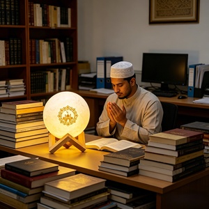 เครื่องเล่นอัลกุรอาน ของขวัญอิสลาม โคมไฟรูปพระจันทร์ ไฟ LED พร้อมลำโพงอัลกุรอาน ควบคุมด้วยระบบสัมผัส ใช้เป็นไฟกลางคืนได้ - Product Image 1
