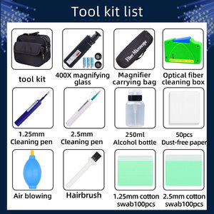 Kit de Herramientas de Limpieza de Fibra Óptica de 14 Piezas, Lápiz de Limpieza MPO de 1.25/2.5mm con un Solo Clic, Caja con 400 Microscopios de Fibra Óptica, <span class=keywords><strong>Limpiador</strong></span> de Fibra Óptica - Product Image 4