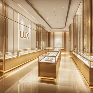 LUX Customized Jewelry Store Stainless Steel Jewelry Display Cabinets Jewelry Display showcase Glass Display Cabinets - Product Image 5