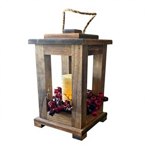 Lanterne à bougie en bois faite à la main de style vintage avec panneaux en verre, impression personnalisable pour la décoration de la maison, pour anniversaire/mariage/Noël - Product Image 6