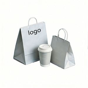 Wholesale Custom Recycled Printing Clothing White Black Kraft Packaging <b>Paper</b> Bag with logo - Product Image 1