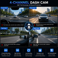 Caméra embarquée 4K 4 canaux 4CH avec WiFi GPS et 4 objectifs, enregistreur de conduite quad-lentilles, moniteur de stationnement 24H, vision nocturne, prix usine, OEM