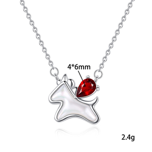 Collar minimalista de unicornio con gemas multicolor y madreperla, plata de ley 925, piedra natural tallada en forma de pera de 4*6 mm. - Product Image 6