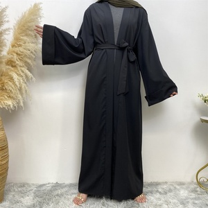 1763# Popular Soft Loose Sleeves Simple Solid Color With Pockets Casual Daily Women Open <b>Abaya</b> - Product Image 6