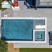 Piscine Modulaire Enterrée Personnalisée pour Famille, Grande Taille, en Fibre de Verre, pour un Style de Vie de Station Balnéaire, Oasis Extérieure Élégante et Accueillante