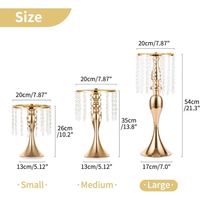 Vases à fleurs dorés pour centres de table, vases à fleurs en métal hauts avec cristal de lustre, support à fleurs pour réception de mariage