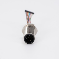 Connecteur M12 à 12 broches codé A mâle à montage sur panneau avec faisceau de câbles à queue de cochon IP67 pour capteur d'automatisation OEM