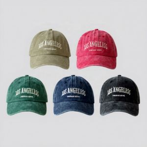 Gorra de béisbol deportiva original al por mayor, lavada, con efecto desgastado, visera curva personalizada, tejido 100% algodón, estampada con serigrafía, ajustable - Product Image 4