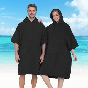 Sợi Nhỏ Rắn Màu Trùm Đầu Poncho Khăn Tắm Cho Nam Giới Phụ Nữ Nhanh Chóng Làm Khô Mùa Hè Bãi Biển Lướt Sóng Thay Đổi Áo choàng Tắm Lặn - Product Image 5