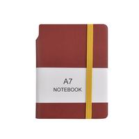 Agenda professionnel portable AI-MICH en cuir PU A7, 96 feuilles, avec sangle élastique, porte-stylo, poche pour carnet