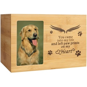 Wooden Pet <b>Urn</b> Memorial Rectangle 16x11x11 Cremation Box For Dogs And <b>Cats</b> With Photo Frame - Product Image 3