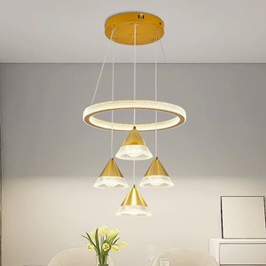 Hiện Đại Bắc Âu dẫn ánh sáng mặt dây chuyền thiết kế của vòng tròn sáng tạo đèn chùm với vòng sắt Kích thước nhỏ bởi khái niệm sáng tạo - Product Image 3