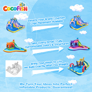 Toboggan aquatique gonflable Cocofish Oxford Star Rainbow pour enfants de 3 à 12 ans, avec deux toboggans de <span class=keywords><strong>course</strong></span>, mur d'escalade et piscine à jets d'eau - Product Image 5