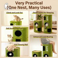 Maison pour chat durable, résistante aux morsures, écologique, double couche, chaude pour l'hiver, le printemps et l'automne, avec compartiment cachette en tissu et fermeture auto-agrippante