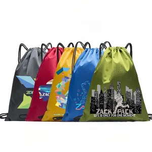 Logotipo personalizado promocional Oxford deporte Cinch Sack gimnasio bolsa al aire libre impermeable viaje Nylon cordón mochila bolsa de impresión