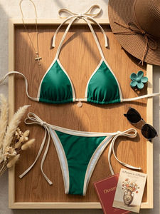 Ensembles <span class=keywords><strong>de</strong></span> bikinis brésiliens pour femmes, maillots <span class=keywords><strong>de</strong></span> <span class=keywords><strong>bain</strong></span> sexy triangle <span class=keywords><strong>tanga</strong></span> deux pièces, micro string, lingerie à nouer sur les côtés - Product Image 6