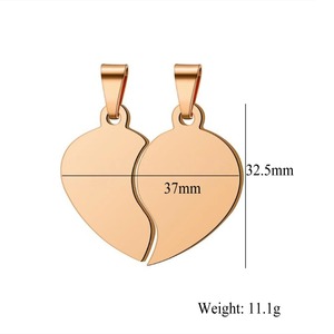 Lot de 2 breloques cœur brisé en acier inoxydable poli, 6 couleurs, pour la fabrication de bijoux et colliers DIY, idéal pour les couples - Product Image 3