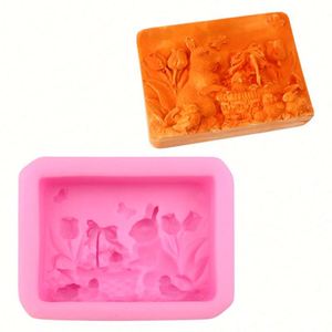 Molde de silicona con forma de conejo y bosque para jabón individual, velas, resina, repostería y manualidades caseras, reutilizable, OEM/ODM - Product Image 3