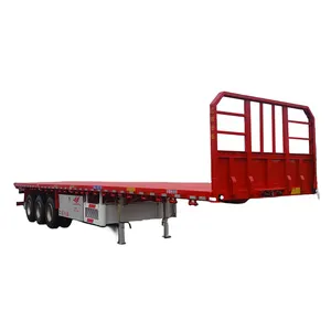 High Quality Hot Sell 3Axle Flatbed 20ft 40ft Container Trailer Mechanical Suspension Flat Bed Semi Trailer Export
