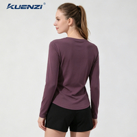 Camiseta de Manga Larga con Cuello en V de Algodón Mercerizado con Nitrógeno Líquido Kuenzi RTS, 100% Algodón, 190 g/m², Talla Grande para Mujer