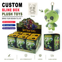 Gantungan Kunci Boneka Plush Blind Box Ukuran Mini Custom, Boneka Beruang Teddy dengan Mata Kancing, Gantungan Kunci Beruang Kartun Modis, Aksesoris Tas