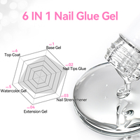 BORN PRETTY Gel de colle multifonction 6-en-1 pour ongles, vernis à ongles, logo personnalisé, transparent, base et top coat, gel d'extension pour ongles