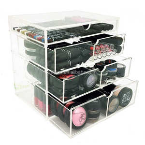 Organizador de cosméticos acrílico transparente de 3 niveles, lápices labiales de forma cuadrada, brillo, sombras de ojos, cepillos, caja de almacenamiento, contenedores, cajones, contenedor de almacenamiento - Product Image 5