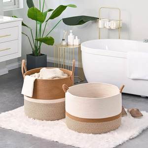 Cesta de Almacenamiento de Ropa y Mantas para Bebé de Algodón Tejido Multifuncional Ecológica de Primera Calidad con Asas para Juguetes de Guardería - Product Image 6