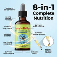 Vitamines liquides pour chiens en gros OEM, 8-en-1, complément nutritionnel pour chiots pour une peau, un pelage, des articulations, des os et une digestion sains, 74 ml