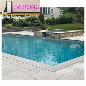 Pavimentadora de granito cinza branco natural queimado para azulejos de piscina, pedra de combate, tamanhos personalizados