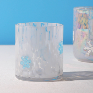 Pot à bougie en <span class=keywords><strong>verre</strong></span> moucheté fait main personnalisé, avec <span class=keywords><strong>applique</strong></span> décorative flocon de neige, pour cadeaux de mariage, cadeaux boutique, décoration intérieure - Product Image 6