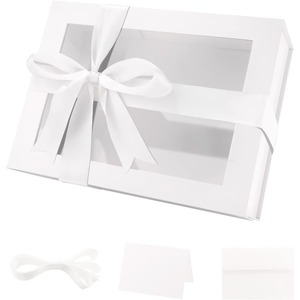 Window gift <b>box</b>, containing ribbons, cards, and a Mother's Day gift <b>box</b> with magnetic lid (bright <b>white</b>) that can be customized - Product Image 1