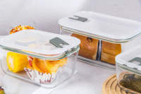 Contenants de rangement en verre transparent pour cuisine, boîtes alimentaires hermétiques pour l'organisation du réfrigérateur, les collations, les fruits et la préparation des repas (vente en gros)