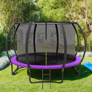 Trampoline rond robuste Zoshine avec support supérieur en fibre <span class=keywords><strong>de</strong></span> verre, filet <span class=keywords><strong>de</strong></span> sécurité intégré, taille pleine grandeur - Product Image 1