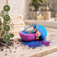 Bombes de bain moussantes au sel de mer pour bébé sirène, douces pour la peau, 80g, personnalisables OEM, marque privée, effervescentes, colorées et parfumées