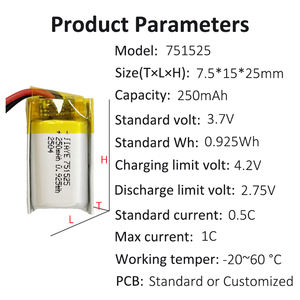 <span class=keywords><strong>3.7V</strong></span> 500mAh 450mAh 400mAh 300mAh 250mAh 50mAh 리튬 폴리머 배터리 <span class=keywords><strong>3.7V</strong></span> 볼트 리포 이온 리포 배터리 - Product Image 2