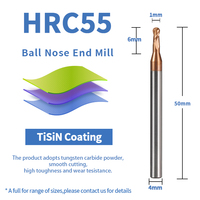 HANDERK R0.15/0.2/0.25/0.3mm Fresa de extremo esférico con microdiámetro recubierta de AlTiN y cuello largo, OEM/ODM disponible