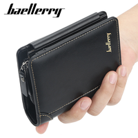 Dompet Pria Baellerry Multi-Slot Lipat Tiga dengan Resleting, Dompet Koin Tipis Modis