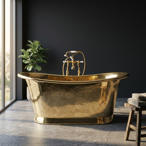 Baignoire autoportante en cuivre martelé, baignoire métallique pour adultes, bain de luxe irrégulier, artisanat indien écologique pour la maison - Product Image 2