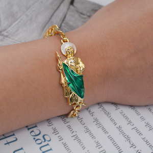 उच्च गुणवत्ता वाले 14 के ओरो लैमिनाडो सान जूदास ब्रेसलेट पुरुषों महिलाओं को पंक अद्वितीय टेडिओ ब्रेसलेट धार्मिक प्लेटिनम गहने - Product Image 5